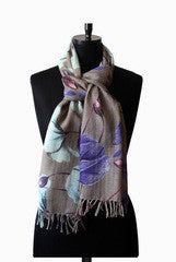 IHKAR Blue And Grey Wool Silk Stole