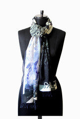 IHKAR Blue Network Wool Silk Stole