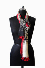 IHKAR Black And White Network Wool Silk Stole