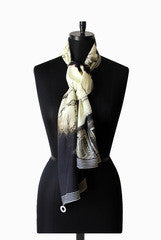 IHKAR Black And White Silk Stole