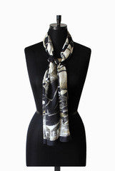 IHKAR Black And White Silk Stole