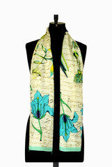 IHKAR Blue Flower Silk Stole