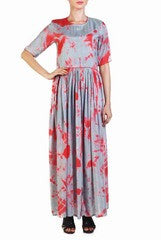 IMBA Grey and Red Long Kurta