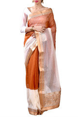 Coffee Half-Half Fusion Saree