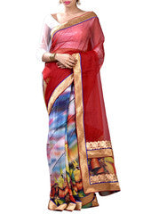 Brown & Blue Saree