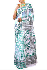Ravishing White & Light Green Bengal Cotton Saree