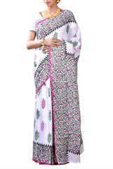 Gorgeous Magenta & Green Bengal Cotton Saree