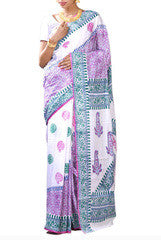 Elegant Magenta & Blue Bengal Cotton Saree