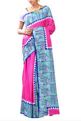 Dazzling  Magenta Bengal Cotton Saree