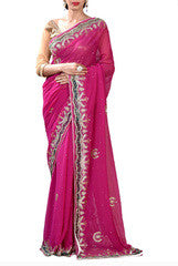 Magenta Dazzling Zardosi Saree