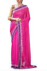 Pink Zardosi Work Saree
