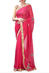 Pretty Pink Zardosi Work Saree