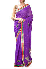 Purple Zardosi Work Saree