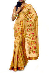 Golden & Red Colors Art Silk Saree