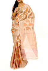 Golden & Orange Bengal Handloom Silk Saree