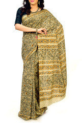 Pista Green & Orange Cotton Saree