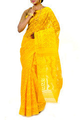 Yellow Dhaka Jamdani Tant Cotton Saree