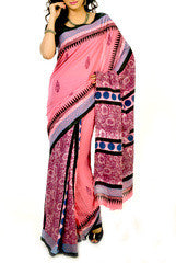 Pink & Blue Gorgeous Bengal Cotton Saree