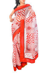 Red & White Saree