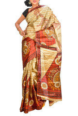 Marron & Golden Art Silk Saree