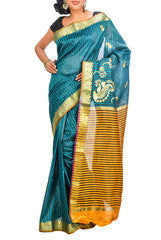 Blue & Golden Art Silk Saree