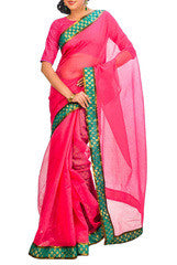 Magenta Bengal Cotton Saree