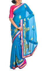 Blue Chiffon Saree