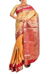 Golden & Maroon Silk Saree