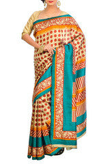 Golden & Blue Art Silk Saree