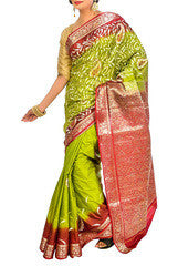 Marron & Green Silk Saree