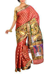 Marron Chanderi Silk Saree