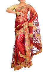 Marron Super Net Saree