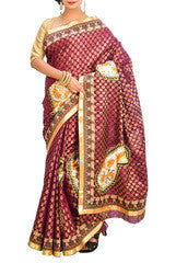 Marron Chanderi silk Saree