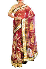 Marron Cotton Saree