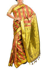 Golden & Maroon Silk Saree