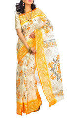 White & Golden Cotton Saree