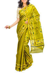 Yellow Green Cotton Saree