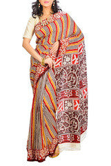 Multicolored Matka Silk Saree