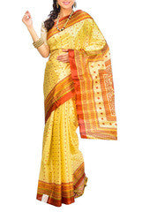 Golden & Marron Art Silk Saree