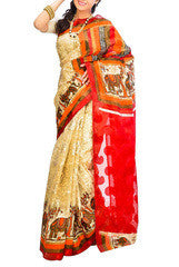 Golden & Red Brasso Saree