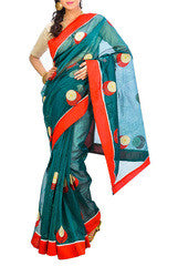 Green Super Net Saree