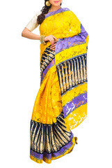 Yellow & Purple Brasso Saree