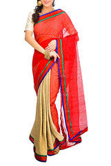 Red & Golden Cotton Saree