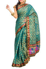 Blue & Golden Chanderi Saree