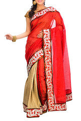 Red & Beige Cotton Saree