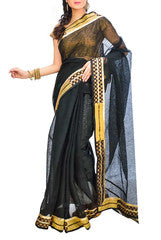 Black & Golden Cotton Saree