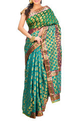 Green & Golden Chanderi Saree