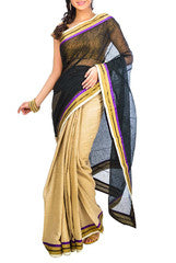 Black & Beige Cotton Saree