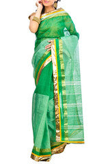 Green With Golden Border Saree