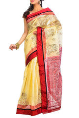Golden & Red Cotton Saree